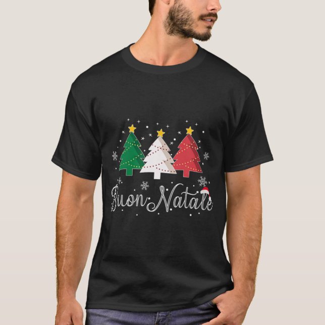 Womens Buon Natale Italian Christmas Tree - Xmas V T-Shirt (Front)