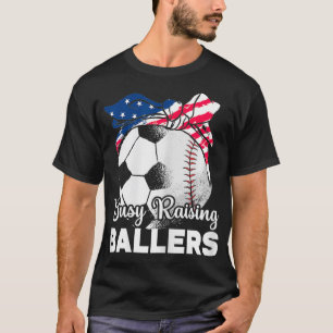 Womens Busy Raising Ballers Mothers Day Baseball S T-Shirt