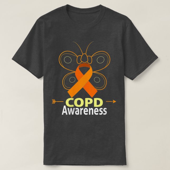 Womens Butterfly Copd Orange Ribbon Copd Awareness T-Shirt (Design Front)