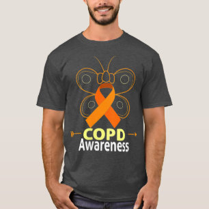 Womens Butterfly Copd Orange Ribbon Copd Awareness T-Shirt