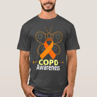 Womens Butterfly Copd Orange Ribbon Copd Awareness T-Shirt