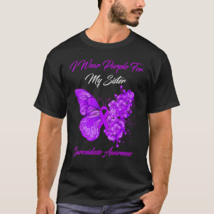 Womens Butterfly I Wear Purple For My Sister Sarco T-Shirt