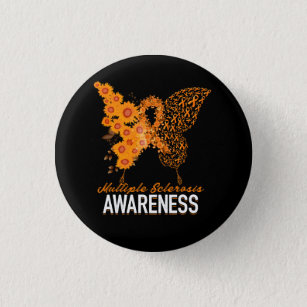 Womens Butterfly Multiple Sclerosis MS Awareness O 3 Cm Round Badge