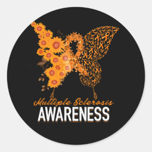 Womens Butterfly Multiple Sclerosis MS Awareness O Classic Round Sticker