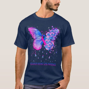 Womens Butterfly Pregnancy Infant Loss Awareness R T-Shirt