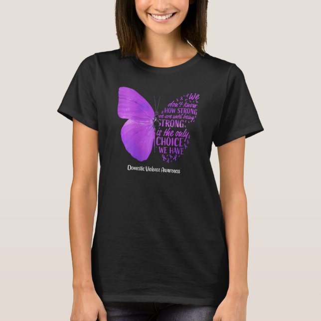 Womens Butterfly Purple Ribbon Domestic Violence A T-Shirt (Front)