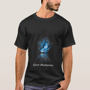 Womens Butterfly Ribbon Gout Awareness V-Neck T-Shirt