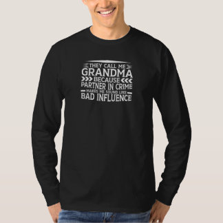 Womens Call Me Grandma Partner In Crime Bad Influe T-Shirt