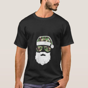 Womens Camo Santa Claus Sunglasses Kids Camouflage T-Shirt