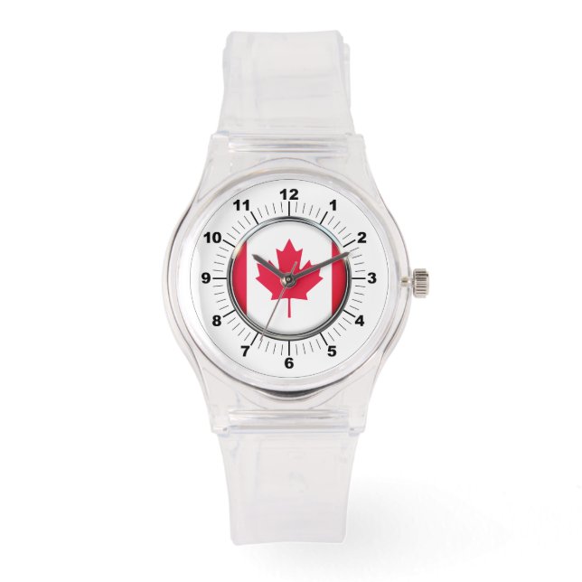 Women's Canada Flag Sporty Pink Silicon Watch (Front)