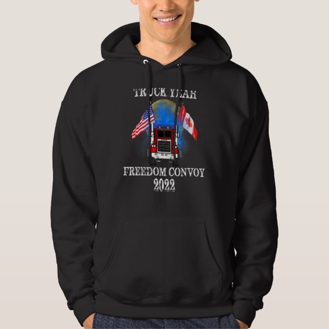 Womens Canadian Trucker Canada Truck Freedom Convo Hoodie (Front)