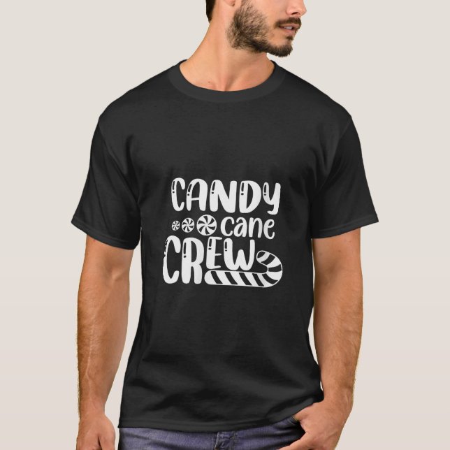 Womens Candy Cane Crew Christmas Xmas Love Candy B T-Shirt (Front)
