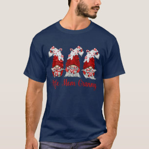 Womens Candy Cane Gnome Wife Mum Granny Personaliz T-Shirt