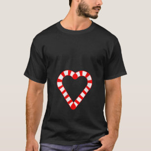 Womens Candy Cane Heart Christmas Candy Cane Lover T-Shirt