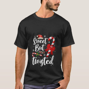Womens Candy Cane Lovers Christmas Sweet But Twist T-Shirt