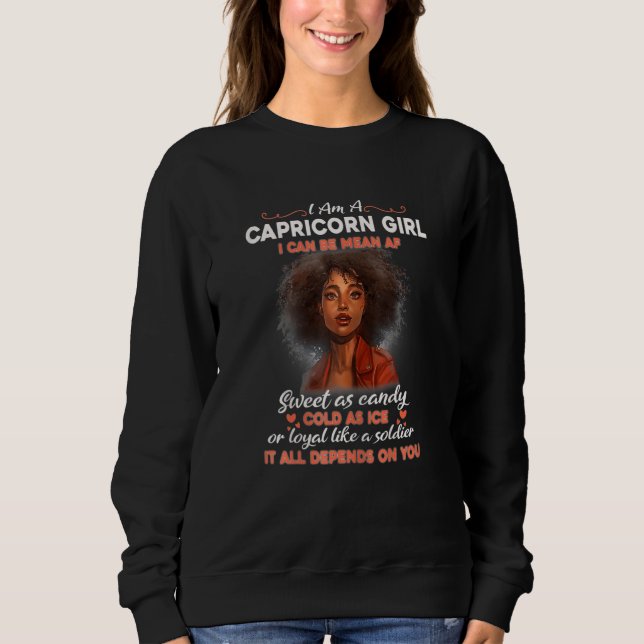 Womens Capricorn Zodiac Bday Black Woman African M Sweatshirt (Front)