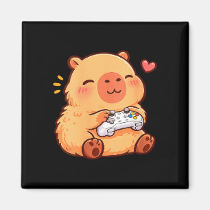 Women's capybara kawaii anime playing video games magnet