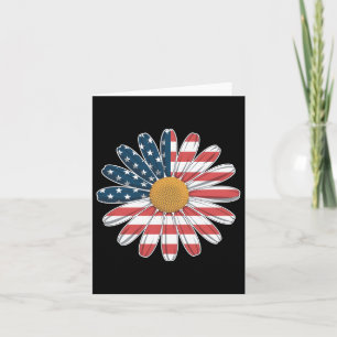 Womens Casual Flower American Flag Stars And Strip Card