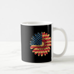 Womens Casual Flower American Flag Stars And Strip Coffee Mug