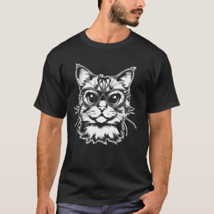 Womens Casual Spirit Animal Cat Wearing Glasses Gr T-Shirt