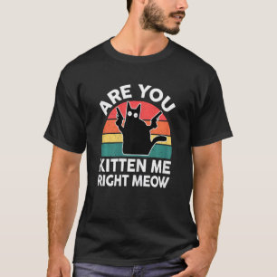 Womens Cat Are You Kitten Me Right Meow Black Cat T-Shirt