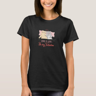 Womens Cat Couple  Love Is Love  Valentine's Day T-Shirt