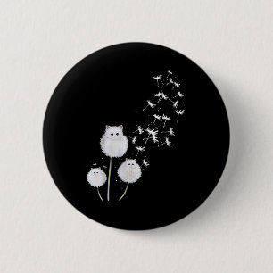 Womens Cat Dandelion Flower Skt V-neck 6 Cm Round Badge