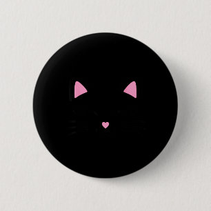 Womens Cat Face Whiskers Print Cosplay Kitty Love 6 Cm Round Badge