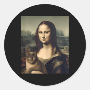 Womens Cat Lover Mona Lisa Cat Kitten Classic Round Sticker