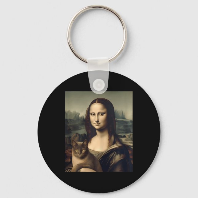 Womens Cat Lover Mona Lisa Cat Kitten  Key Ring (Front)