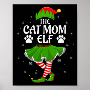 Womens Cat Mom Elf Christmas Family Girls Women El Poster