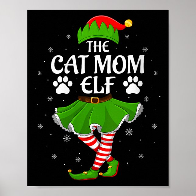 Womens Cat Mom Elf Christmas Family Girls Women El Poster (Front)