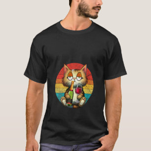 Womens Cat of Glass Wine Drinking   Dad Mum From S T-Shirt