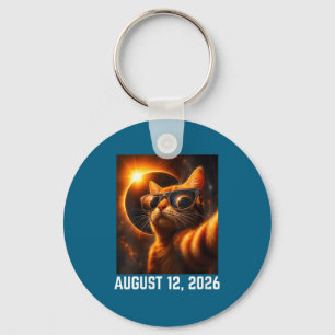 Womens Cat Selfie Total Solar Illustration Key Ring