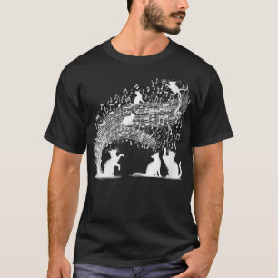 Womens Cat Sheet Music Cute Animals  Musician Play T-Shirt