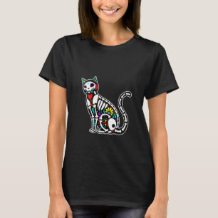Womens Cat Sugar Skull Kitten X Ray Mexican Cool C T-Shirt