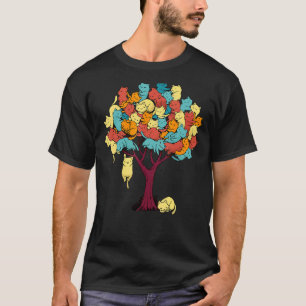 Womens Cat Tree Cat Cool Autumn Tree Cat T-Shirt