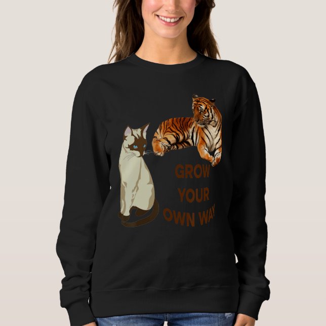 Womens Cats Reflection Tiger Friends  Cute  1 Sweatshirt (Front)