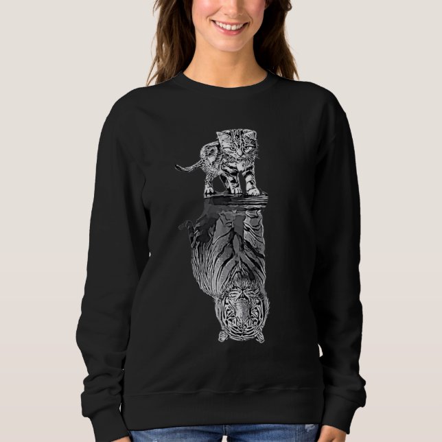 Womens Cats Reflection Tiger Friends  Cute  3 Sweatshirt (Front)
