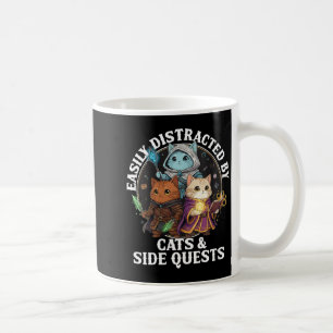 Womens Cats Side Quest Distracted Tabletop Funny S Coffee Mug