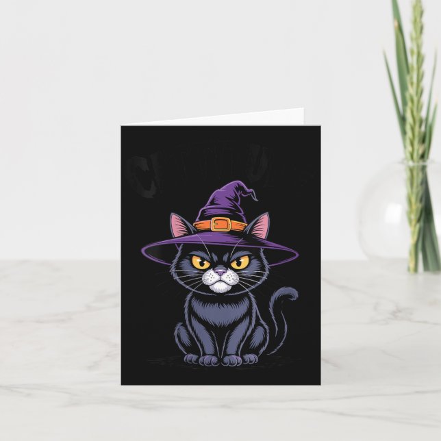 Womens Cattitude Witch Cat Funny Black Cat Card (Front)