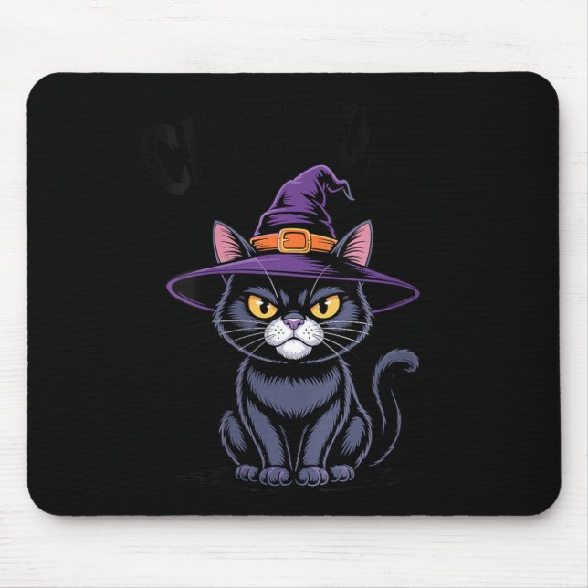 Womens Cattitude Witch Cat Funny Black Cat Mouse Pad (Front)