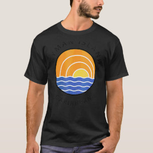 Womens Cayman Islands Retro Colourful Ocean Sunset T-Shirt