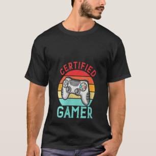 Womens Certified Gamer Retro Funny Video Games Gam T-Shirt