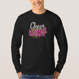 Womens Cheer Aunt Biggest Fan Leopard Print And Po T-Shirt