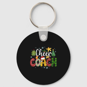 Womens Cheer Coach Christmas Buffalo Plaid Cheerle Key Ring