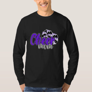 Womens Cheer Mum Top, Pom Poms Purple Mascot Colou T-Shirt
