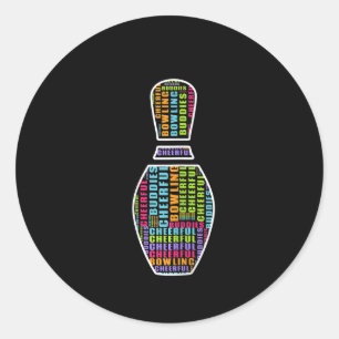 Womens Cheerful Bowling Squad Artwork T-Shirt Classic Round Sticker