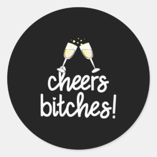 Womens Cheers Es Funny New Year's Eve V-neck  Classic Round Sticker