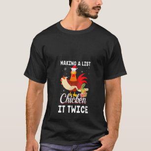 Womens Chicken It Twice Funny Chicken Christmas T-Shirt